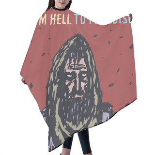 Personality  Lonely Traveler During Zombie Apocalypse. Vector Illustration. Hair Cutting Cape