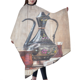 Personality  Turkish Tea With Oriental Sweets On A Wooden Table Hair Cutting Cape