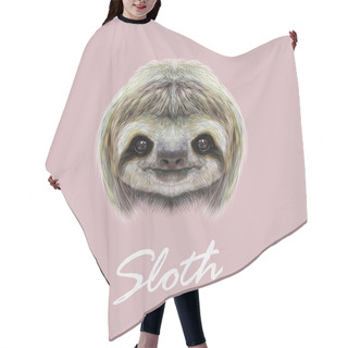 Personality  Vector Illustrated Portrait Of Sloth.  Hair Cutting Cape