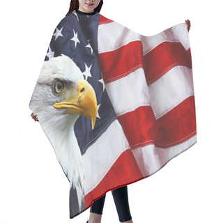 Personality  North American Bald Eagle On American Flag  Hair Cutting Cape