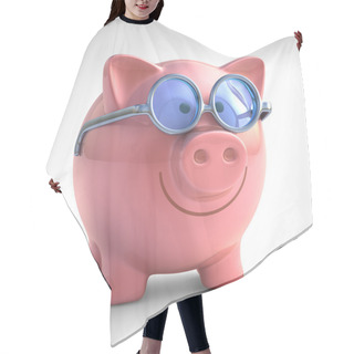 Personality  Piggy Bank Happy With Sunglasses. Hair Cutting Cape