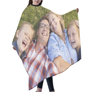 Personality  Family Taking Selfie On Grass Hair Cutting Cape