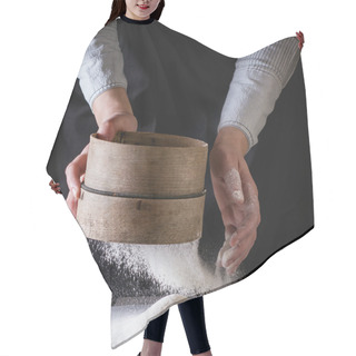 Personality  Sifting Flour By Female Hands Hair Cutting Cape