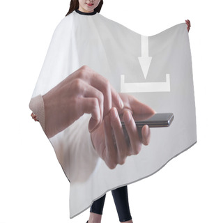 Personality  Download Concept Above A Smartphone Held By A Man Hair Cutting Cape