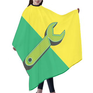 Personality  Adjustable Spanner Green And Yellow Modern 3d Vector Icon Logo Hair Cutting Cape