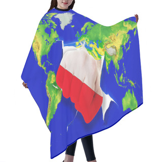 Personality  Fist In Color National Flag Of Poland Punching World Map Hair Cutting Cape