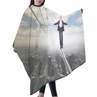 Personality  Business Man Balancing On The Rope Hair Cutting Cape
