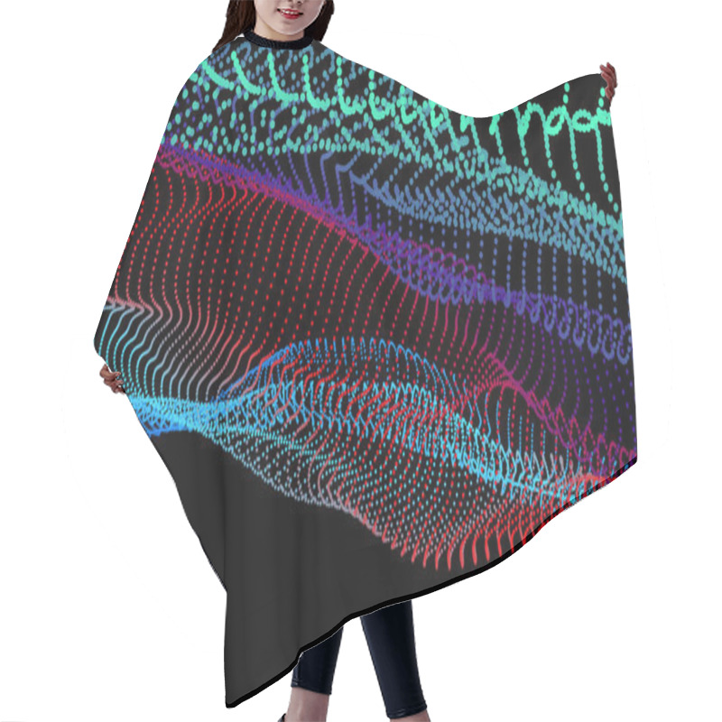 Personality  Node 3d Data Array. Dots Organized To Network Data Flow. Deep Big Surface Nodes As Mesh Grid. Vector Colorful Background For Technical Pages About New Technologies And Science. Hair Cutting Cape