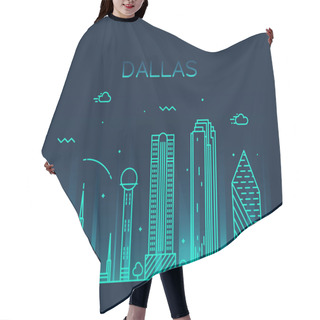 Personality  Dallas Skyline Trendy Vector Illustration Linear Hair Cutting Cape