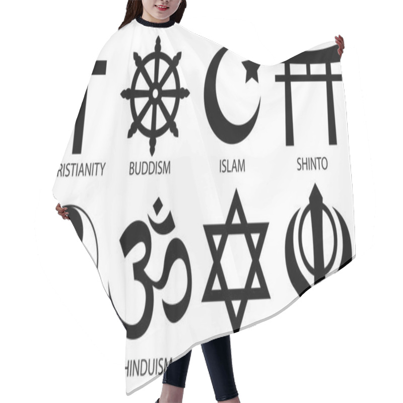 Personality  world religion symbol icon set hair cutting cape