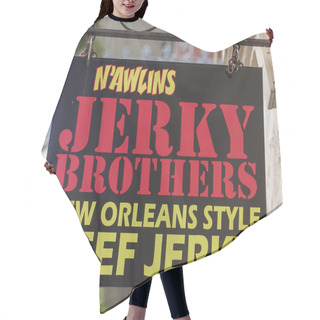Personality  Famous Beef Jerky In New Orleans - NEW ORLEANS, LOUISIANA - APRIL 18, 2016 Hair Cutting Cape