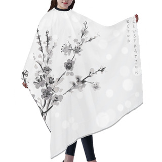 Personality  Oriental Cherry Branch In Blossom  Hair Cutting Cape