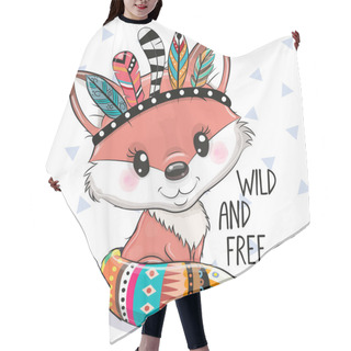 Personality  Cute Cartoon Tribal Fox With Feathers On A White Background Hair Cutting Cape
