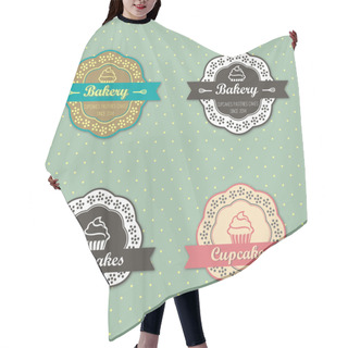 Personality  Bakery Cupcakes Retro Style Labels Hair Cutting Cape