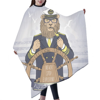 Personality  Illustration Of Lion Captain Hair Cutting Cape