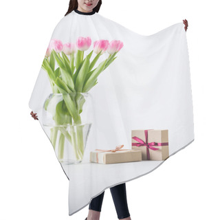 Personality  Pink Tulips And Gifts Hair Cutting Cape