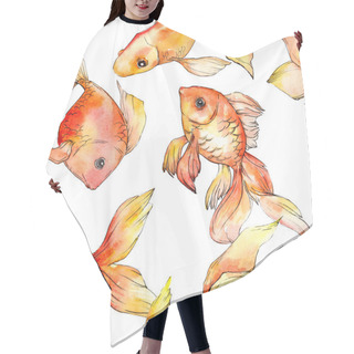 Personality  Watercolor Aquatic Colorful Goldfishes Isolated On White Illustration Set. Seamless Background Pattern. Fabric Wallpaper Print Texture. Hair Cutting Cape