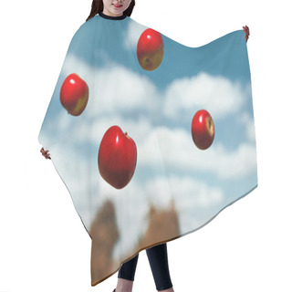 Personality  Ripe Apples In Zero Gravity Thrown Into The Air Hair Cutting Cape