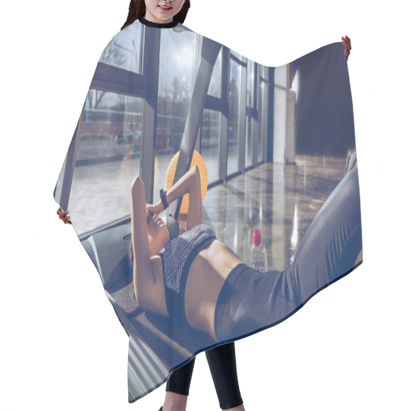 Personality  Sportive Woman On Treadmill  Hair Cutting Cape