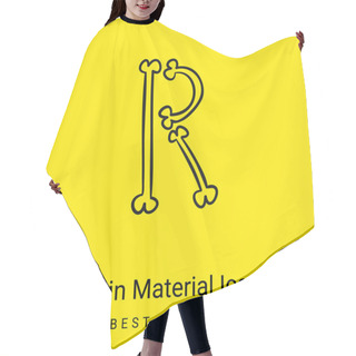 Personality  Bones Typography Outline Of Letter R Minimal Bright Yellow Material Icon Hair Cutting Cape