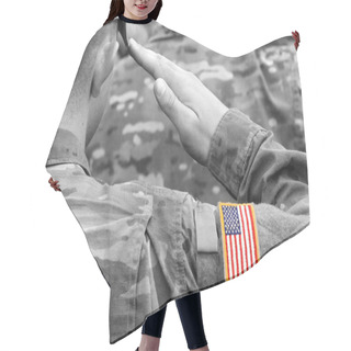 Personality  US Soldier Salute. US Army. US Troops Hair Cutting Cape