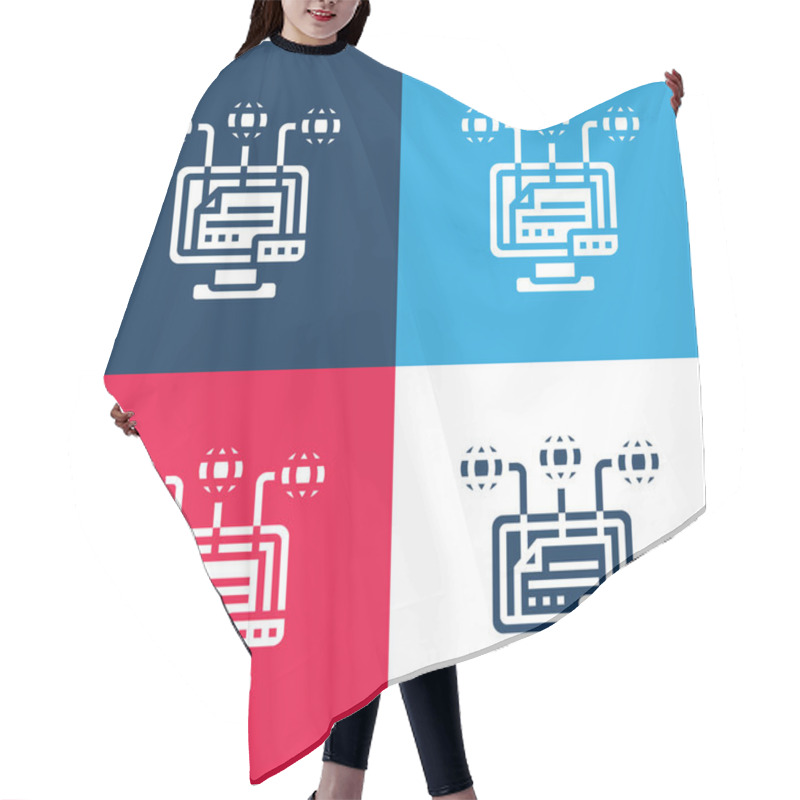 Personality  Attribution Blue And Red Four Color Minimal Icon Set Hair Cutting Cape