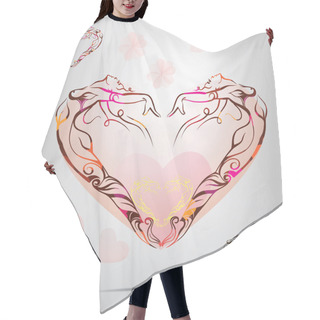 Personality  Hearts  With  Silhouette Of  Girls Hair Cutting Cape