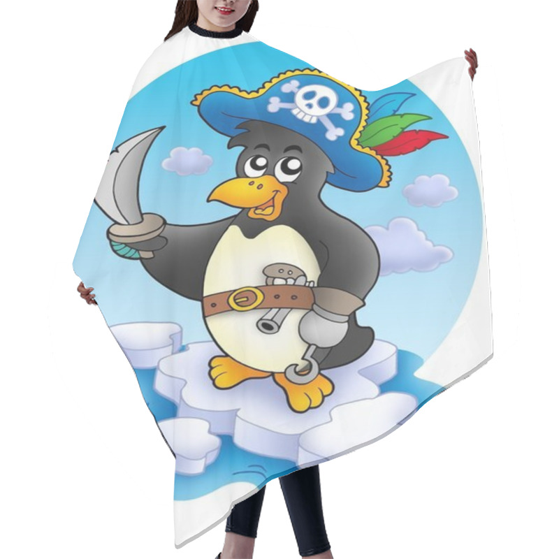 Personality  Pirate Penguin On Iceberg Hair Cutting Cape