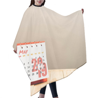 Personality  Calendar With May 2019 Page Isolated On Beige With Copy Space Hair Cutting Cape