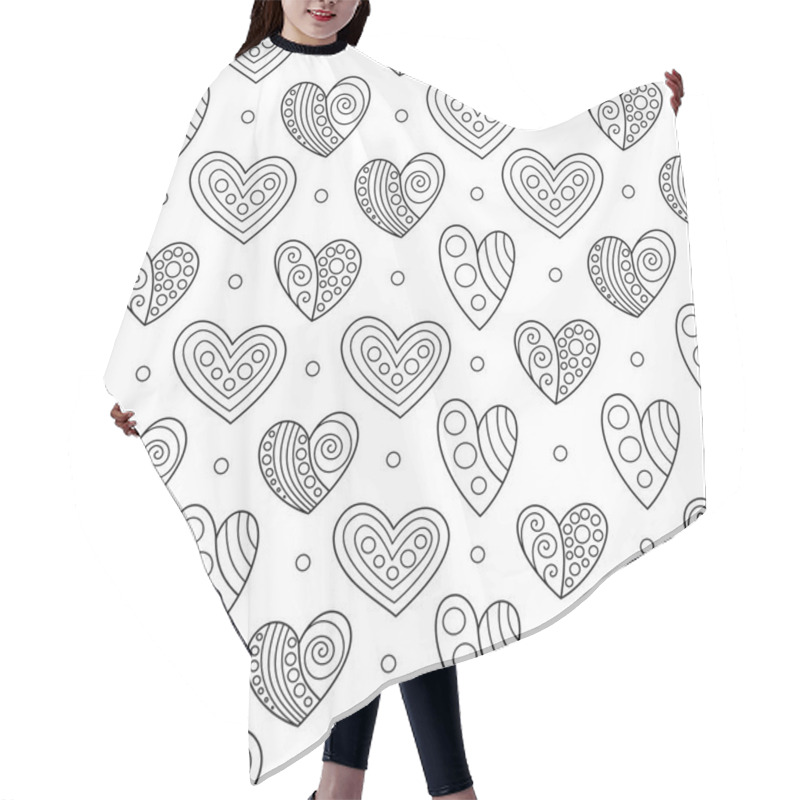 Personality  Seamless Black And White Pattern For Anti-Stress Therapy. Hair Cutting Cape