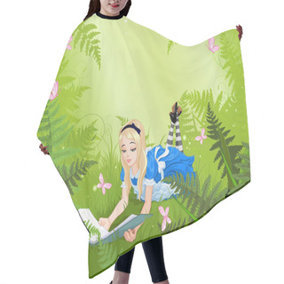 Personality  Wonderland Alice Reading A Book Hair Cutting Cape