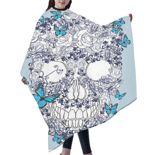Personality  Hand Drawn Skull Made Of Flowers Hair Cutting Cape