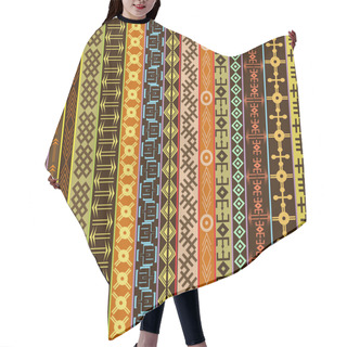 Personality  Texture With Ethnic Geometrical Ornaments, Colored African Motif Hair Cutting Cape