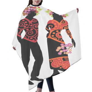 Personality  Couple With Floral Wreath - Vector Illustration Hair Cutting Cape