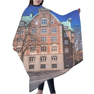Personality  Beautiful Old Building With Large Windows And Decorations On Empty Street In Copenhagen, Denmark Hair Cutting Cape