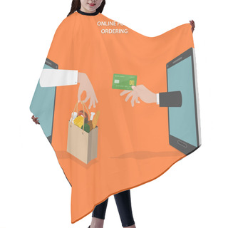 Personality  Online Food Ordering Flat Vector Concept. Hair Cutting Cape