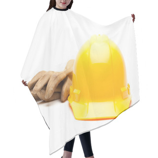 Personality  Yellow Hard Hat And Gloves Hair Cutting Cape