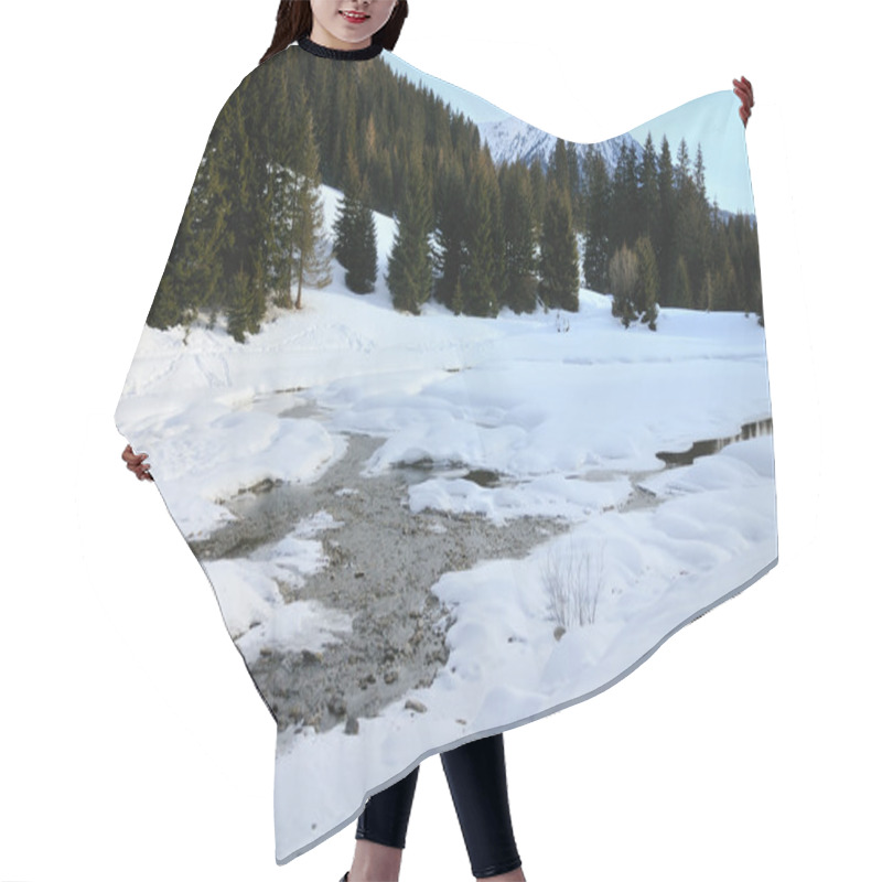 Personality  Snowy Mountain Landscape With River Hair Cutting Cape