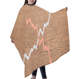 Personality  Top View Of Paper Cut Increase And Recession Arrows On Wooden Desk, Panoramic Shot Hair Cutting Cape