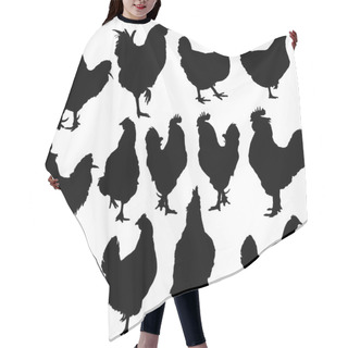 Personality  Silhouette Of Hens And Roosters Hair Cutting Cape