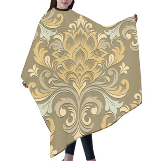 Personality  Seamless Vintage Floral Ornamental 3d Damask Pattern For Fabric, Wallpapers, Ceramic Tile, Cards, Prints. Vector Elegant Background In Golden Colors. Damask Ornaments With Vintage Flowers, Leaves. Hair Cutting Cape