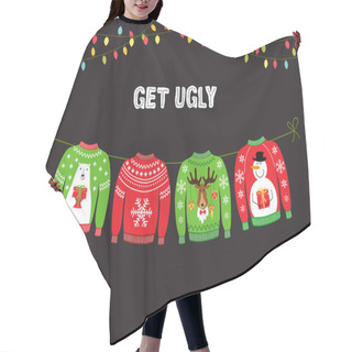 Personality  Cute Banner For Ugly Sweater Christmas Party Hair Cutting Cape