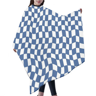 Personality  Pattern Psychedelic Checkerboard. Groovy Retro Wavy Checkered Texture. Psychedelic Modern Playful Background. Retro Graphic Y2k Design. Twisted And Distorted Trendy Style Illustration Hair Cutting Cape