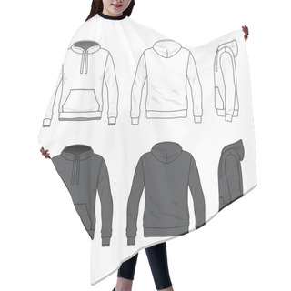 Personality  Front, Back And Side Views Of Blank Hoodie. Hair Cutting Cape