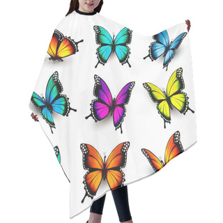 Personality  Collection Of Colorful Butterflies, Flying In Different Directio Hair Cutting Cape
