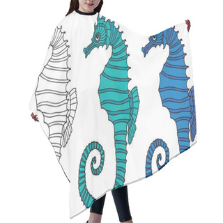 Personality  Vector Image Of Decorative Sea Horses Hair Cutting Cape