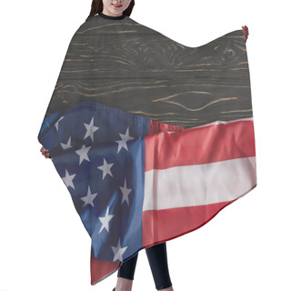 Personality  Top View Of United States Flag On Wooden Surface  Hair Cutting Cape