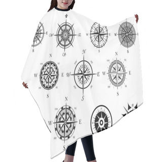 Personality  Nautical Wind Rose And Compass Icons Set  Hair Cutting Cape