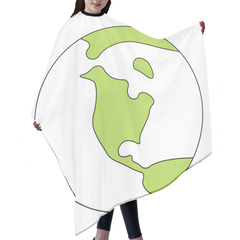 Personality  Simplified Outline Earth Globe With Map Of World Focused On North America. Vector Illustration Hair Cutting Cape
