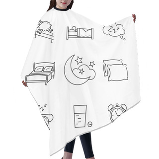 Personality  Sleeping Art Icons Set. Hair Cutting Cape